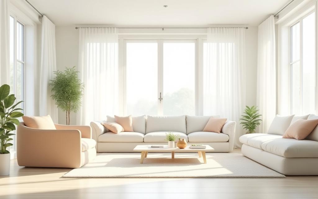 Bright and clean living room interior after professional cleaning service.