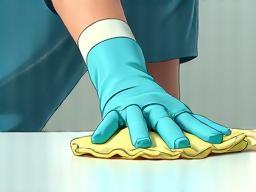 Professional cleaner wiping down a surface with a cloth.