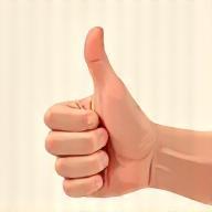 Close-up image of a hand giving a thumbs up gesture.